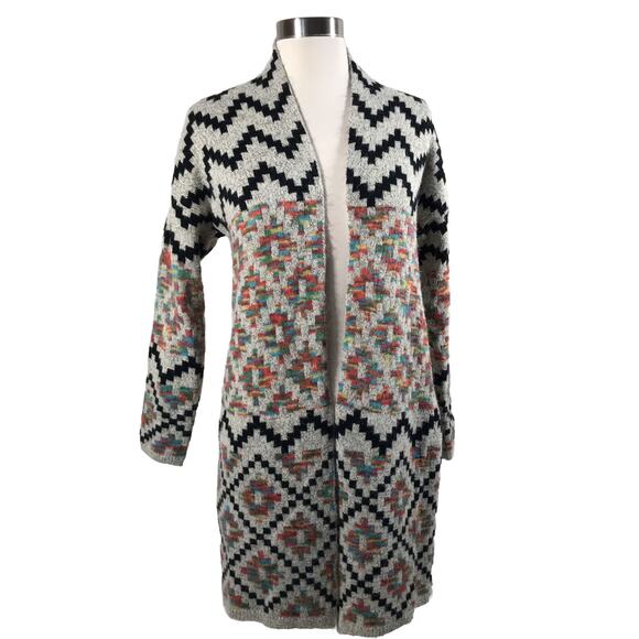 Debut Open Front Cardigan Sweater Size SMALL Aztec Gray Women's Long Sleeve - Picture 1 of 11